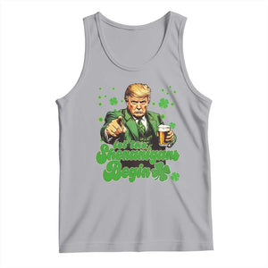 Funny St Patrick's Day Trump Tank Top Let The Shenanigans Begin TS02 Athletic Heather Print Your Wear