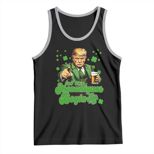 Funny St Patrick's Day Trump Tank Top Let The Shenanigans Begin TS02 Black Athletic Heather Print Your Wear