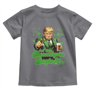 Funny St Patrick's Day Trump Toddler T Shirt Let The Shenanigans Begin TS02 Charcoal Print Your Wear