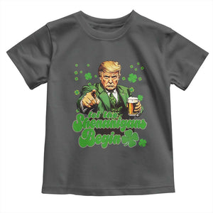 Funny St Patrick's Day Trump Toddler T Shirt Let The Shenanigans Begin TS02 Dark Heather Print Your Wear