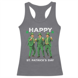 Funny St Patrick's Day Trump Racerback Tank Top Dancing Saint Patrick TS02 Charcoal Print Your Wear
