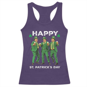 Funny St Patrick's Day Trump Racerback Tank Top Dancing Saint Patrick TS02 Purple Print Your Wear