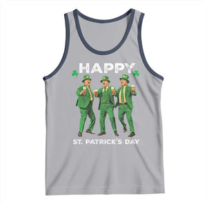Funny St Patrick's Day Trump Tank Top Dancing Saint Patrick TS02 Athletic Heather Navy Print Your Wear