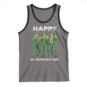 Funny St Patrick's Day Trump Tank Top Dancing Saint Patrick TS02 Deep Heather Black Print Your Wear