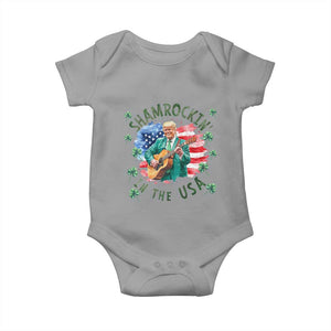 Funny St Patrick's Day Trump Baby Onesie Shamrockin in The USA Funny TS02 Sport Gray Print Your Wear