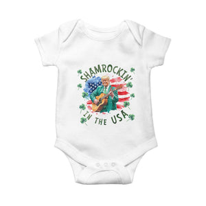 Funny St Patrick's Day Trump Baby Onesie Shamrockin in The USA Funny TS02 White Print Your Wear