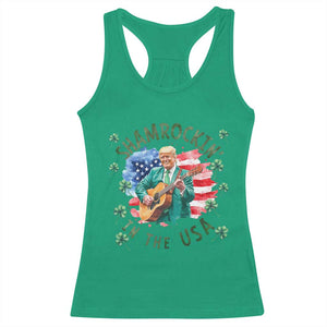 Funny St Patrick's Day Trump Racerback Tank Top Shamrockin in The USA Funny TS02 Irish Green Print Your Wear