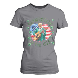 Funny St Patrick's Day Trump T Shirt For Women Shamrockin in The USA Funny TS02 Charcoal Print Your Wear