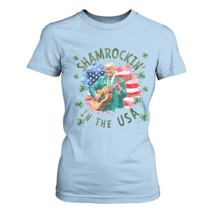 Funny St Patrick's Day Trump T Shirt For Women Shamrockin in The USA Funny TS02 Light Blue Print Your Wear