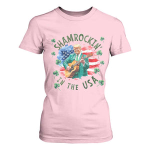Funny St Patrick's Day Trump T Shirt For Women Shamrockin in The USA Funny TS02 Light Pink Print Your Wear