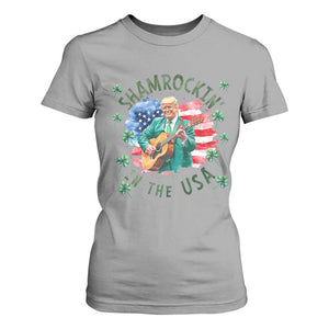 Funny St Patrick's Day Trump T Shirt For Women Shamrockin in The USA Funny TS02 Sport Gray Print Your Wear