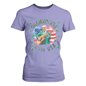 Funny St Patrick's Day Trump T Shirt For Women Shamrockin in The USA Funny TS02 Violet Print Your Wear