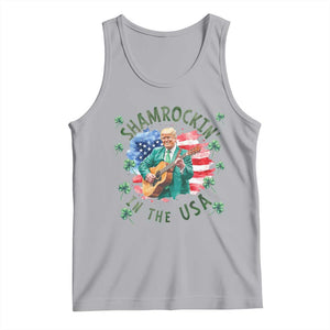 Funny St Patrick's Day Trump Tank Top Shamrockin in The USA Funny TS02 Athletic Heather Print Your Wear