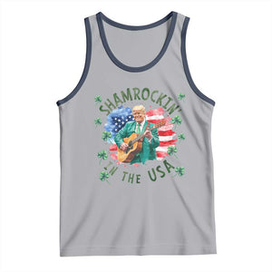 Funny St Patrick's Day Trump Tank Top Shamrockin in The USA Funny TS02 Athletic Heather Navy Print Your Wear