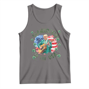 Funny St Patrick's Day Trump Tank Top Shamrockin in The USA Funny TS02 Deep Heather Print Your Wear