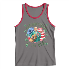 Funny St Patrick's Day Trump Tank Top Shamrockin in The USA Funny TS02 Deep Heather Red Print Your Wear