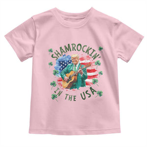 Funny St Patrick's Day Trump Toddler T Shirt Shamrockin in The USA Funny TS02 Light Pink Print Your Wear