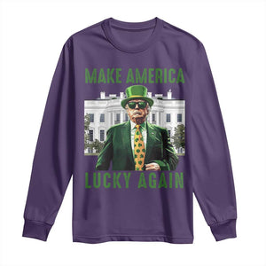 Funny St Patrick's Day Trump Long Sleeve Shirt Make America Lucky Again Shamrock TS02 Purple Print Your Wear