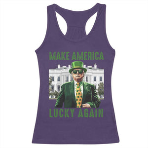 Funny St Patrick's Day Trump Racerback Tank Top Make America Lucky Again Shamrock TS02 Purple Print Your Wear
