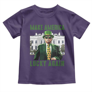 Funny St Patrick's Day Trump Toddler T Shirt Make America Lucky Again Shamrock TS02 Purple Print Your Wear