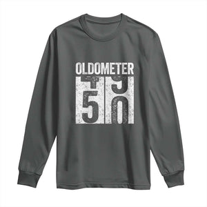 Oldometer 50 Birthday Long Sleeve Shirt Funny Vintage Aged to Perfection TS02 Dark Heather Print Your Wear