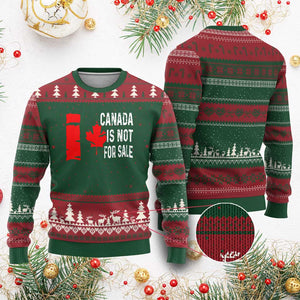 Canada Is Not For Sale Ugly Christmas Sweater Maple Leaf Candadian Flag Distressed TS02 Red Green Print Your Wear