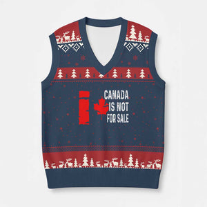 Canada Is Not For Sale V-Neck Knit Sweater Vest Maple Leaf Candadian Flag Distressed TS02 Navy Red Print Your Wear