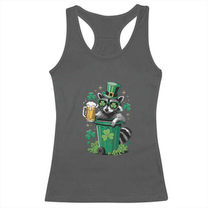 Funny St.Patrick's Day Raccoon Racerback Tank Top Patrick Drinking Irish TS02 Dark Heather Print Your Wear