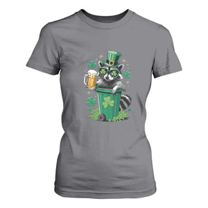 Funny St.Patrick's Day Raccoon T Shirt For Women Patrick Drinking Irish TS02 Charcoal Print Your Wear