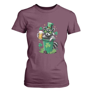 Funny St.Patrick's Day Raccoon T Shirt For Women Patrick Drinking Irish TS02 Maroon Print Your Wear