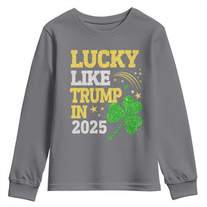 Lucky Like Trump in 2025 Youth Sweatshirt Funny St Patrick's Day Shamrock TS02 Charcoal Print Your Wear