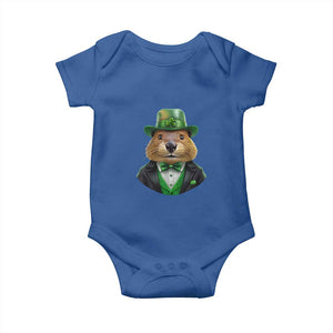 Funny Groundhog Leprechaun Baby Onesie Woodchuck Happy St Patrick's Day TS02 Royal Blue Print Your Wear