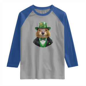 Funny Groundhog Leprechaun Raglan Shirt Woodchuck Happy St Patrick's Day TS02 Sport Gray Royal Print Your Wear