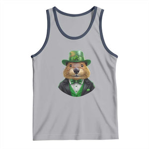 Funny Groundhog Leprechaun Tank Top Woodchuck Happy St Patrick's Day TS02 Athletic Heather Navy Print Your Wear