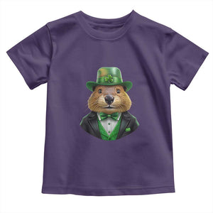 Funny Groundhog Leprechaun Toddler T Shirt Woodchuck Happy St Patrick's Day TS02 Purple Print Your Wear