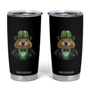 Funny Groundhog Leprechaun Tumbler Cup Woodchuck Happy St Patrick's Day TS02 Black Print Your Wear