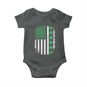 American Shamrock Flag Baby Onesie Lucky St Patricks Day TS02 Dark Heather Print Your Wear