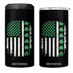 American Shamrock Flag 4 in 1 Can Cooler Tumbler Lucky St Patricks Day TS02 One Size: 16 oz Black Print Your Wear