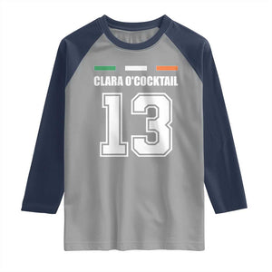 Funny Clara O'cocktail 13 Raglan Shirt Irish Name Ireland Party St. Patricks Day Drinking Pub TS02 Sport Gray Navy Print Your Wear