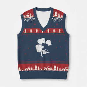 St Patricks Day Dinosaur Rex V-Neck Knit Sweater Vest Dino in Lucky Shamrock TS02 Navy Red Print Your Wear