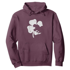 St Patricks Day Dinosaur Rex Hoodie Dino in Lucky Shamrock TS02 Maroon Print Your Wear