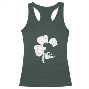 St Patricks Day Dinosaur Rex Racerback Tank Top Dino in Lucky Shamrock TS02 Dark Forest Green Print Your Wear