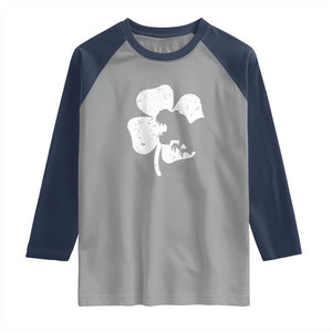 St Patricks Day Dinosaur Rex Raglan Shirt Dino in Lucky Shamrock TS02 Sport Gray Navy Print Your Wear