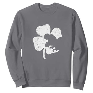 St Patricks Day Dinosaur Rex Sweatshirt Dino in Lucky Shamrock TS02 Charcoal Print Your Wear