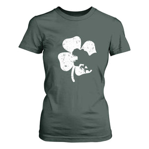 St Patricks Day Dinosaur Rex T Shirt For Women Dino in Lucky Shamrock TS02 Dark Forest Green Print Your Wear
