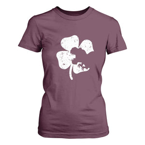 St Patricks Day Dinosaur Rex T Shirt For Women Dino in Lucky Shamrock TS02 Maroon Print Your Wear