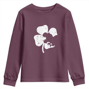 St Patricks Day Dinosaur Rex Youth Sweatshirt Dino in Lucky Shamrock TS02 Maroon Print Your Wear