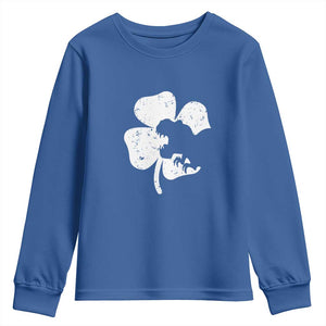 St Patricks Day Dinosaur Rex Youth Sweatshirt Dino in Lucky Shamrock TS02 Royal Blue Print Your Wear
