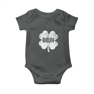 Funny St Patricks Day Bruh Baby Onesie Lucky Shamrock Vintage TS02 Dark Heather Print Your Wear