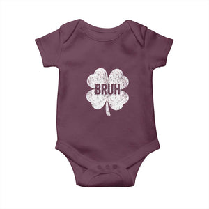 Funny St Patricks Day Bruh Baby Onesie Lucky Shamrock Vintage TS02 Maroon Print Your Wear